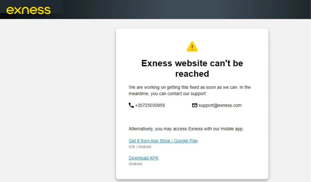 Exness changed the domain name because the exchange is blocked in some countries